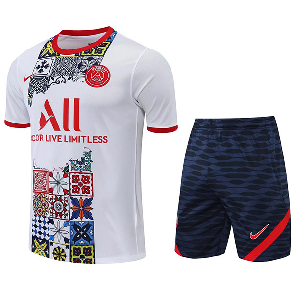 Paris saint-germain pre-match uniform training soccer jersey men's white sportswear football top shirt 2022-2023